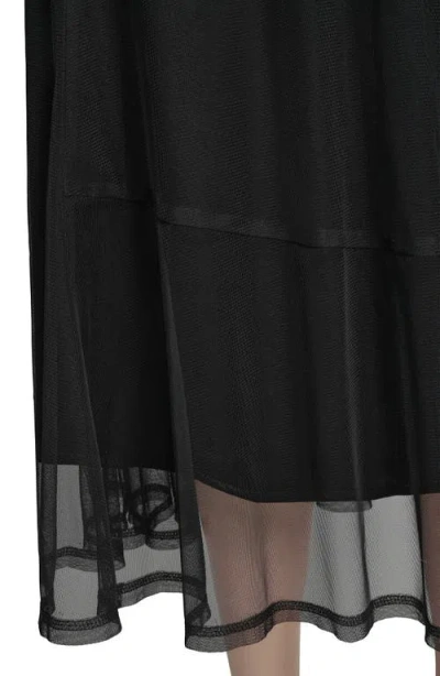 Dkny Women's Layered Mesh Logo-tape Midi Skirt In Black