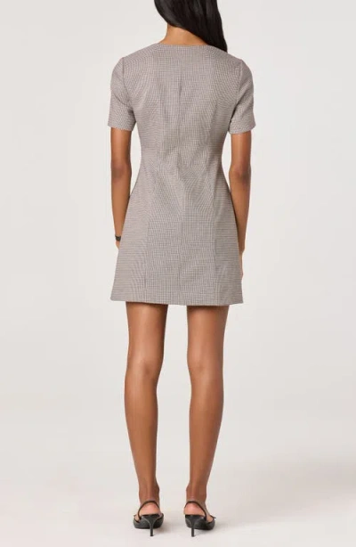 Astr The Label Houndstooth Short Sleeve Button-up Minidress In Gray