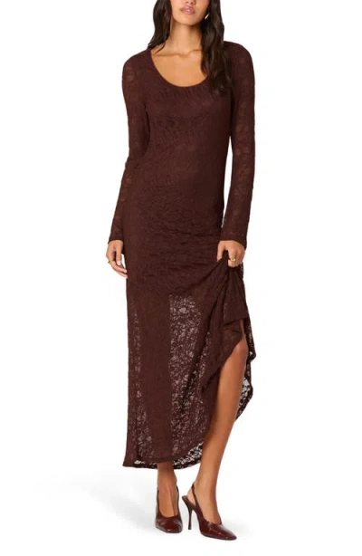 Astr The Label Long Sleeve Lace A-line Maxi Dress In Brown