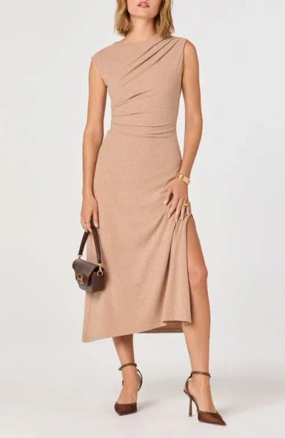 Astr The Label Drape Sleeveless Midi Dress In Brown