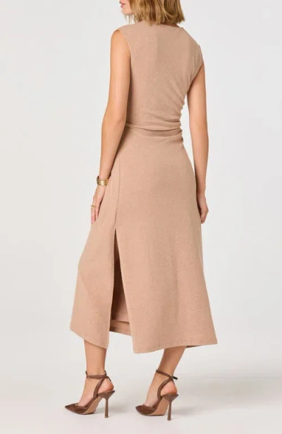 Astr The Label Drape Sleeveless Midi Dress In Brown