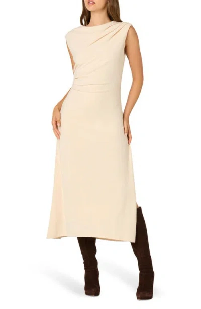 Astr The Label Drape Sleeveless Midi Dress In Neutral