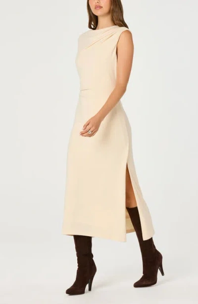 Astr The Label Drape Sleeveless Midi Dress In Neutral