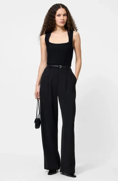 French Connection Ottoman Crinkle Sleeveless Top In Black