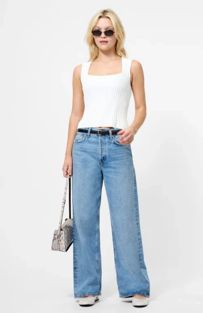 French Connection Ottoman Crinkle Sleeveless Top In White