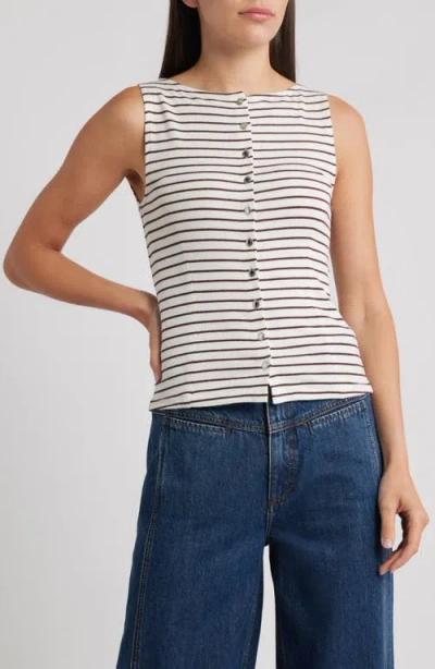 Rag & Bone The Knit Stripe Boat Neck Tank In White