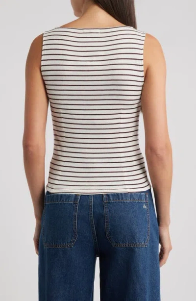 Rag & Bone The Knit Stripe Boat Neck Tank In White