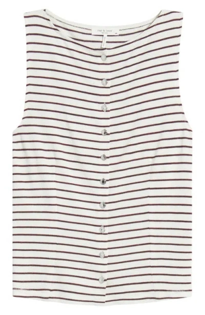 Rag & Bone The Knit Stripe Boat Neck Tank In White