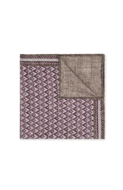 Brunello Cucinelli Geometric-pattern Silk Pocket Square In Brown