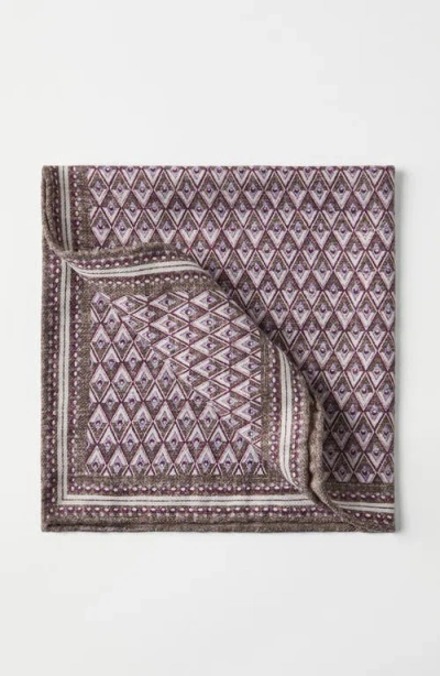 Brunello Cucinelli Geometric-pattern Silk Pocket Square In Brown