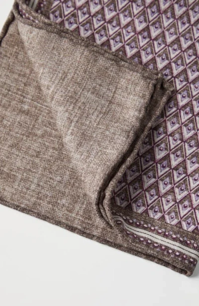 Brunello Cucinelli Geometric-pattern Silk Pocket Square In Brown