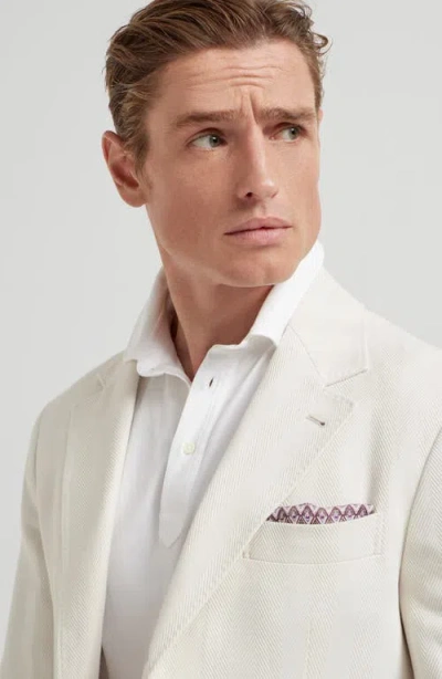 Brunello Cucinelli Geometric-pattern Silk Pocket Square In Brown