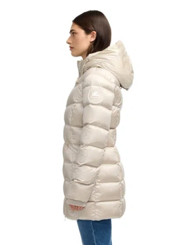 Pajar Zola Box Quilt Mid-length Puffer With Fixed Hood In Neutral
