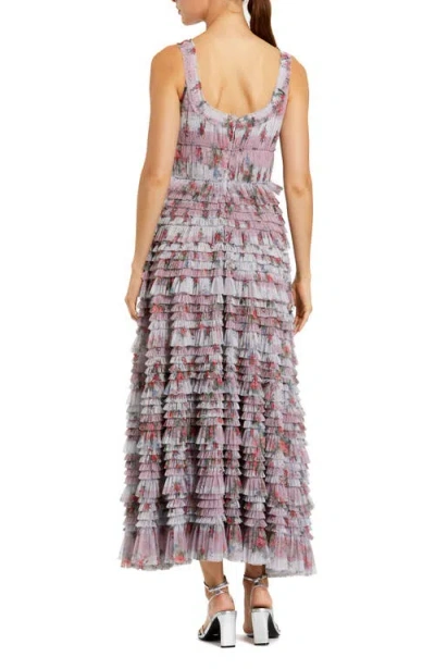 Mac Duggal 8311 Short Cocktail Floral Ruffle Midi Homecoming Dress In Purple