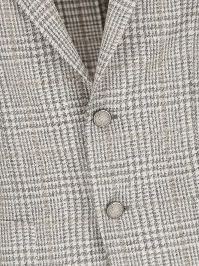 Tagliatore Checked Buttoned Blazer In Gray