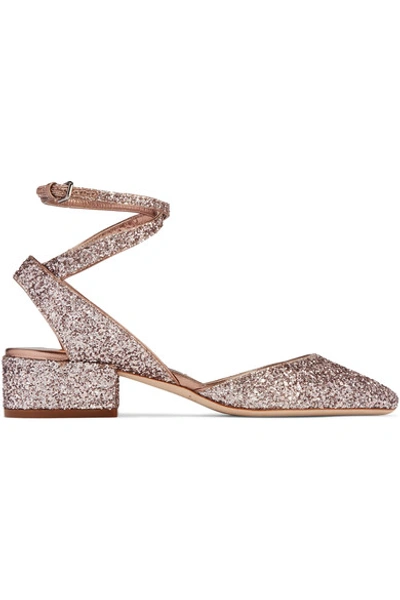 Shop Jimmy Choo Vicky Glittered Leather Pumps