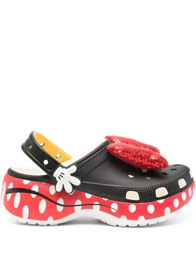 Crocs X Disney Minnie Mouse Classic Platform Clog Mules In Black