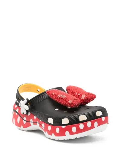 Crocs X Disney Minnie Mouse Classic Platform Clog Mules In Black