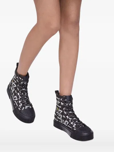 Marc Jacobs The Marc Is Joy High-top Canvas Sneakers In Black