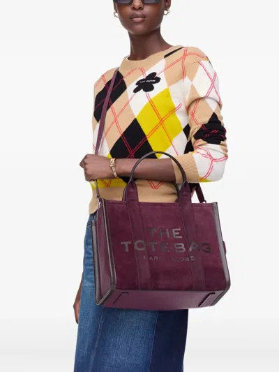 Marc Jacobs Women Dark Plum The Logo Medium Tote, Onesize Luxury Totes For Women Darveys In Burgundy