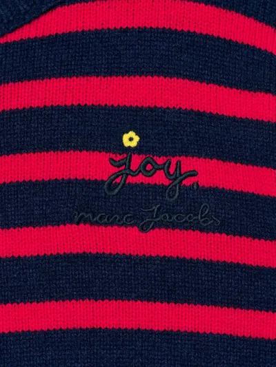 Marc Jacobs Striped-pattern Flower-embellished Sweater In Blue