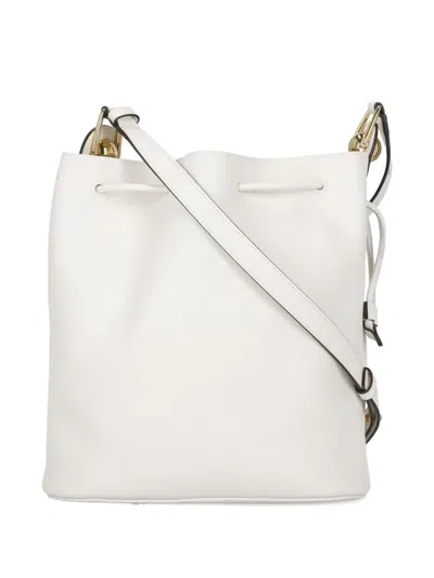 Furla Drawstring Leather Shoulder Bag In White