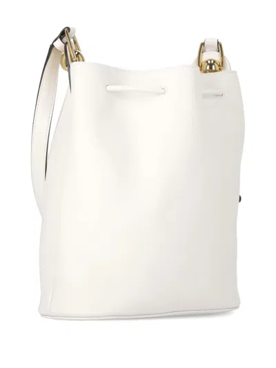 Furla Drawstring Leather Shoulder Bag In White