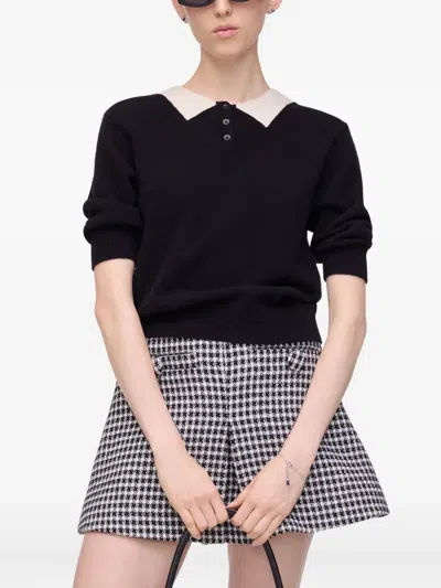 Marc Jacobs Contrast-collar Wool Top In Black
