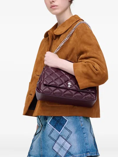 Marc Jacobs The Dual Chain Diamond Quilted Convertible Leather Shoulder Bag In Purple