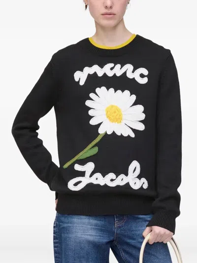 Marc Jacobs Marc Is Joy Jacquard Merino Wool Crewneck Sweater In Black
