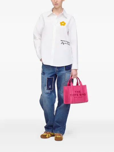 Marc Jacobs Marc Is Joy Flocked Daisy Cotton Poplin Button-up Shirt In White