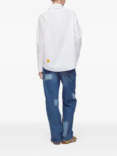 Marc Jacobs Marc Is Joy Flocked Daisy Cotton Poplin Button-up Shirt In White