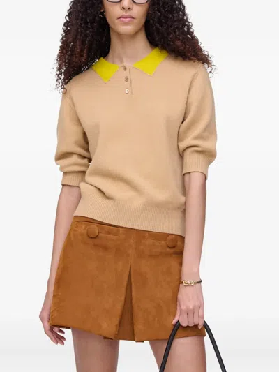 Marc Jacobs Contrast-collar Wool Polo In Neutral