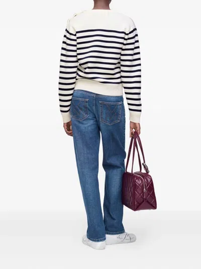 Marc Jacobs Breton Stripe Button-detailed Sweater In Multi