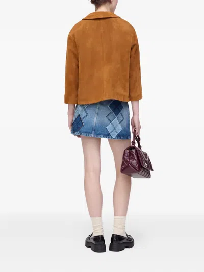 Marc Jacobs Doll Peter Pan-collar Suede Jacket In Brown