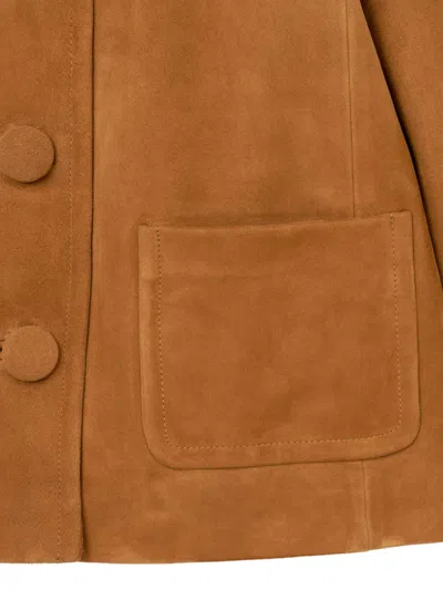 Marc Jacobs Doll Peter Pan-collar Suede Jacket In Brown