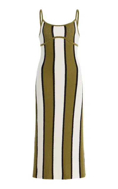 Zulu & Zephyr Striped Cotton-blend Textured-knit Midi Dress In Multi