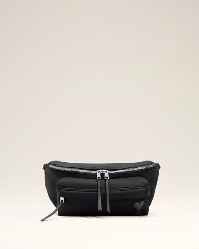 Ami Alexandre Mattiussi Shoulder Bag With Adjustable Strap And Front Pocket In Black