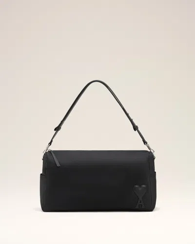 Ami Alexandre Mattiussi Ami Paris Marcel Large Nylon Shoulder Bag In Black