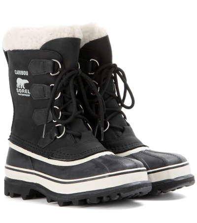 Shop Sorel Caribou Leather And Rubber Boots In Llack