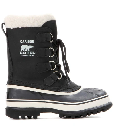 Sorel Caribou Waterproof Nubuck And Rubber Boots In Llack