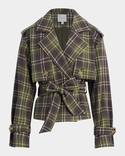 Favorite Daughter The Cropped Charles Countryside Plaid Trench Coat In Multi