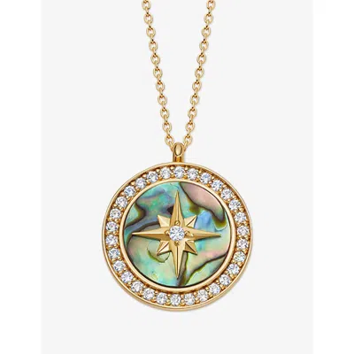 Astley Clarke 18ct Gold Plated Vermeil Silver Large Polaris Abalone Locket Necklace In Gold