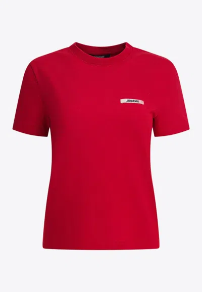 Jacquemus Short Sleeve Cotton T-shirt In Red