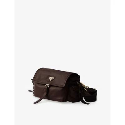 Prada Explore Medium Nappa Leather Shoulder With Flap Bags In Brown