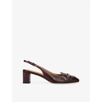 Tod's Chunky Heel Buckle Square Toe Pumps In Brown
