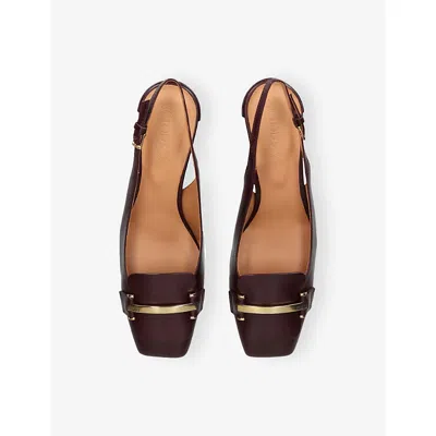 Tod's Chunky Heel Buckle Square Toe Pumps In Brown