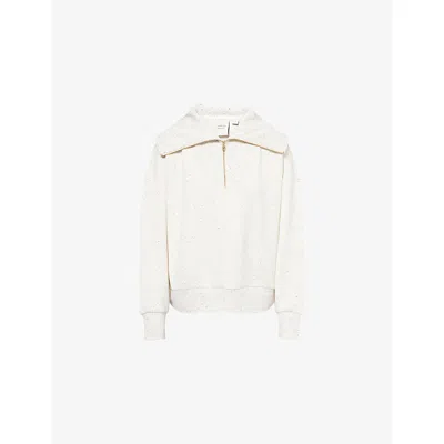 Varley Womens Ivory Marl Fleck Catherine Half-zip Jersey Sweatshirt In White