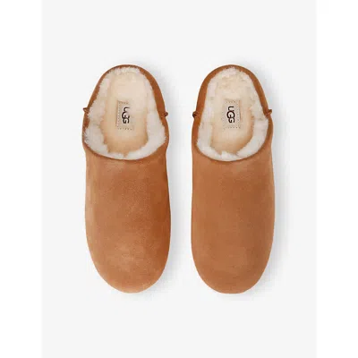 Ugg Slip-on Sandals With Smooth Suede Exterior In Brown