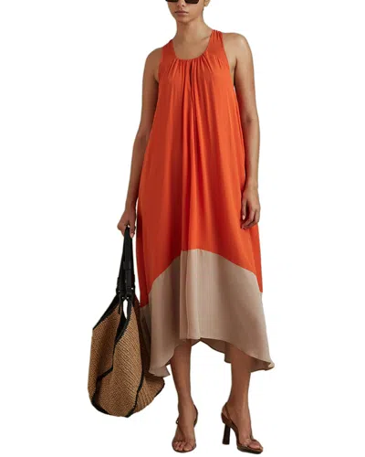 Reiss Elias Colorblock Relaxed Midi Dress In Red